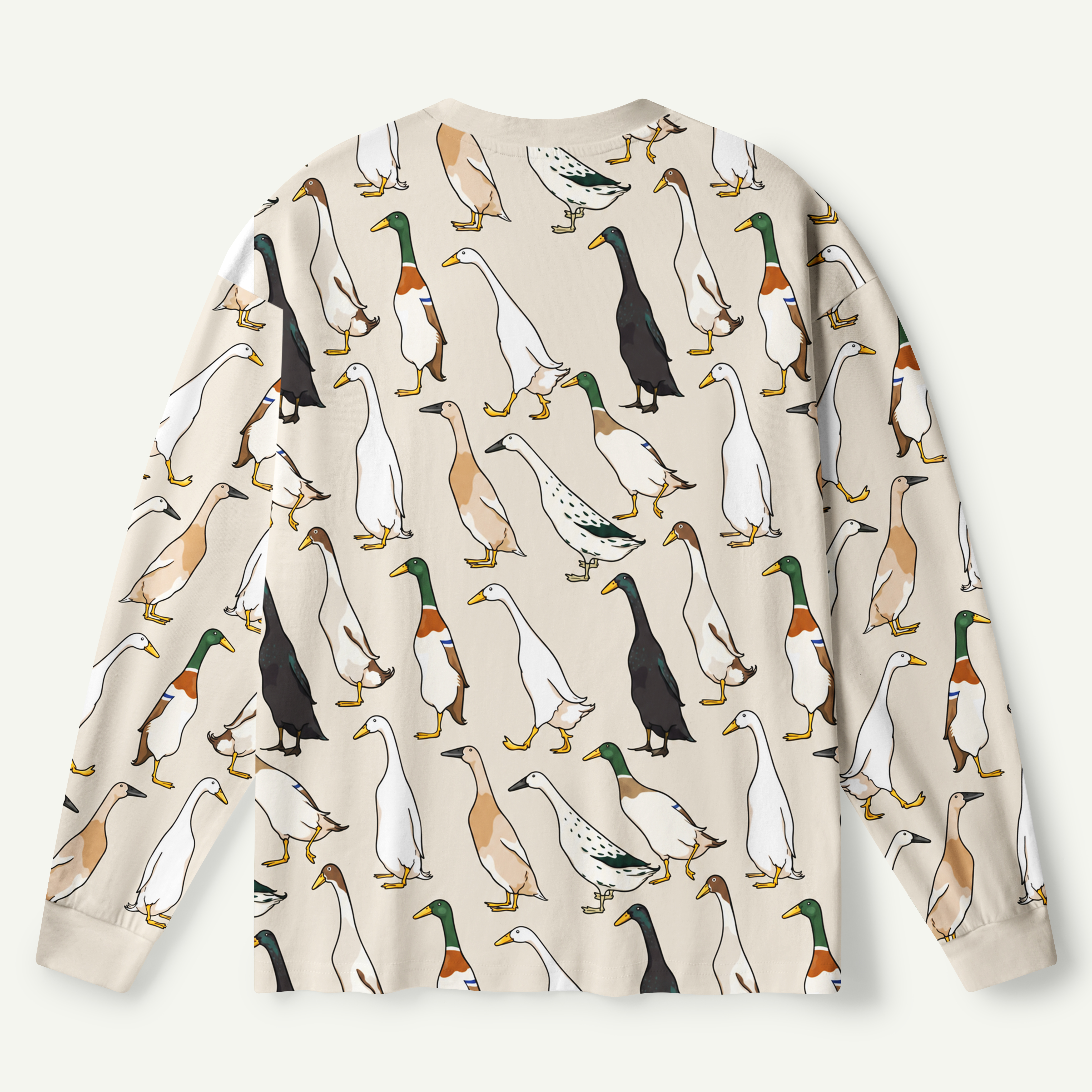 Vintage Duck Parade Pattern Premium Pure Cotton Long Sleeves