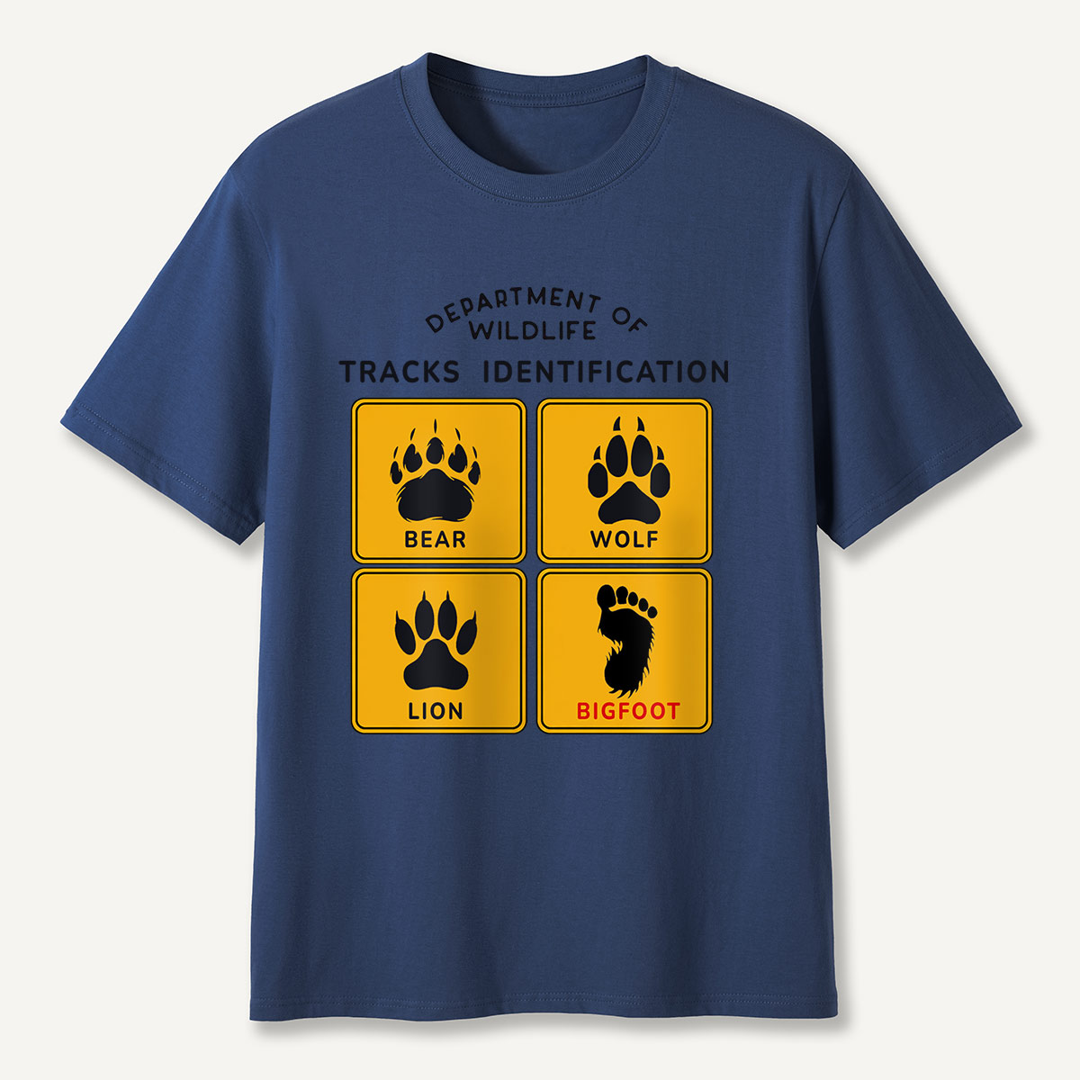 Department of Wildlife Tracks Identification Bear Wolf Lion Cryptids T-Shirt