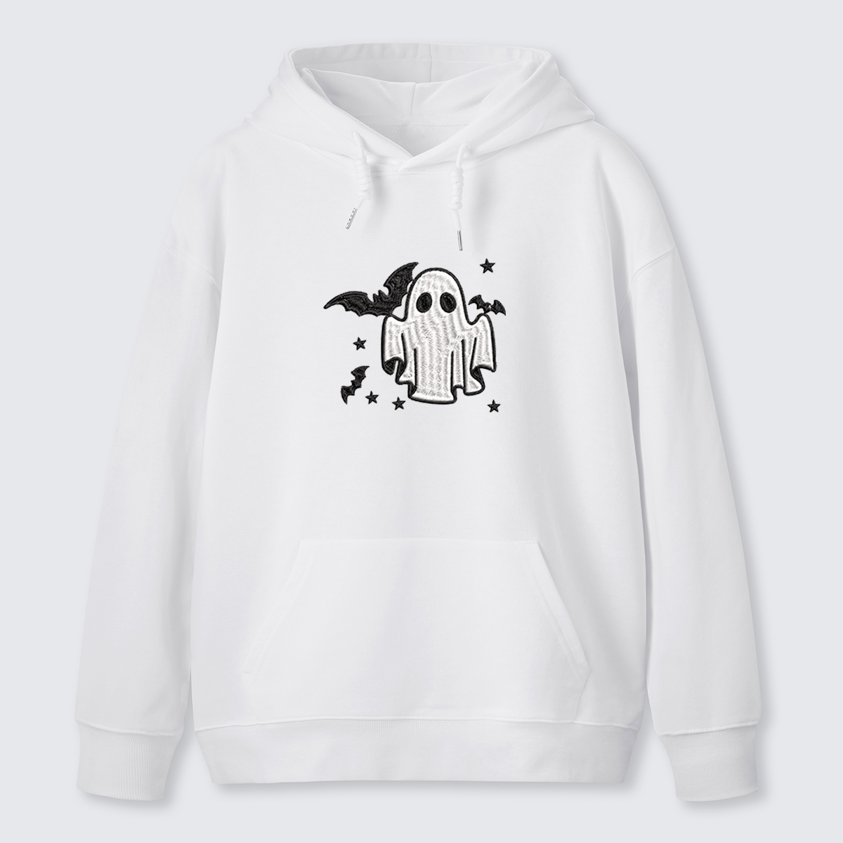 Tiny Ghost Embroidered Cotton Hoodie