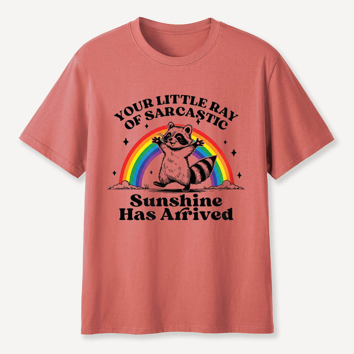 Funny Raccoon Sarcastic Sunshine Rainbow T-Shirt