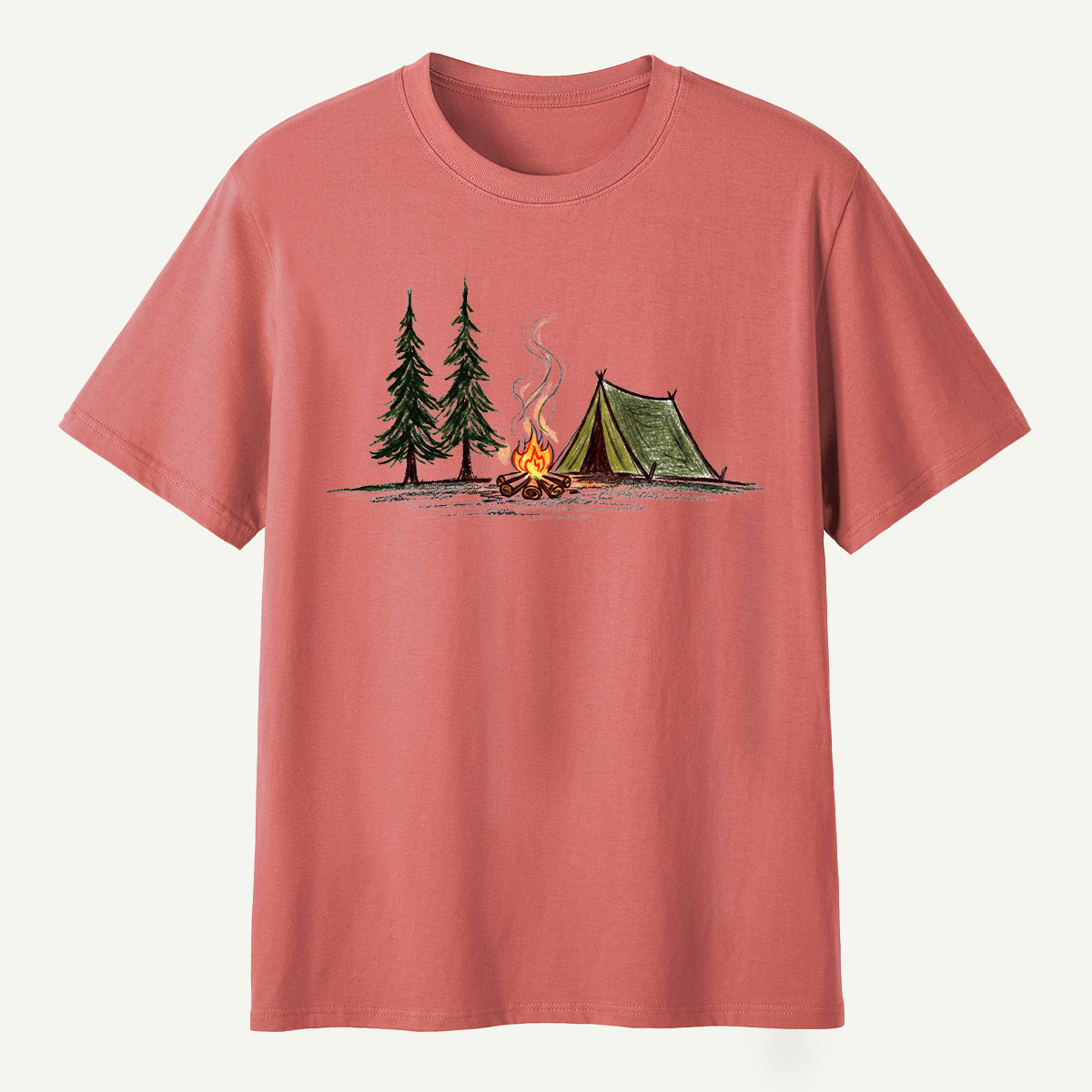 Campfire Tent Pine Forest Escape T-Shirt