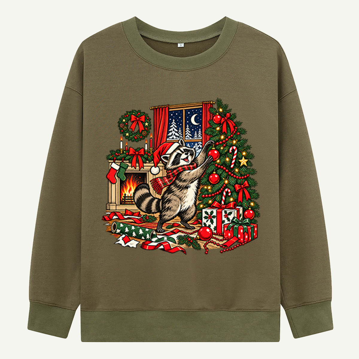 Playful Christmas Raccoon Decorating A Festive Tree Sweatshirts
