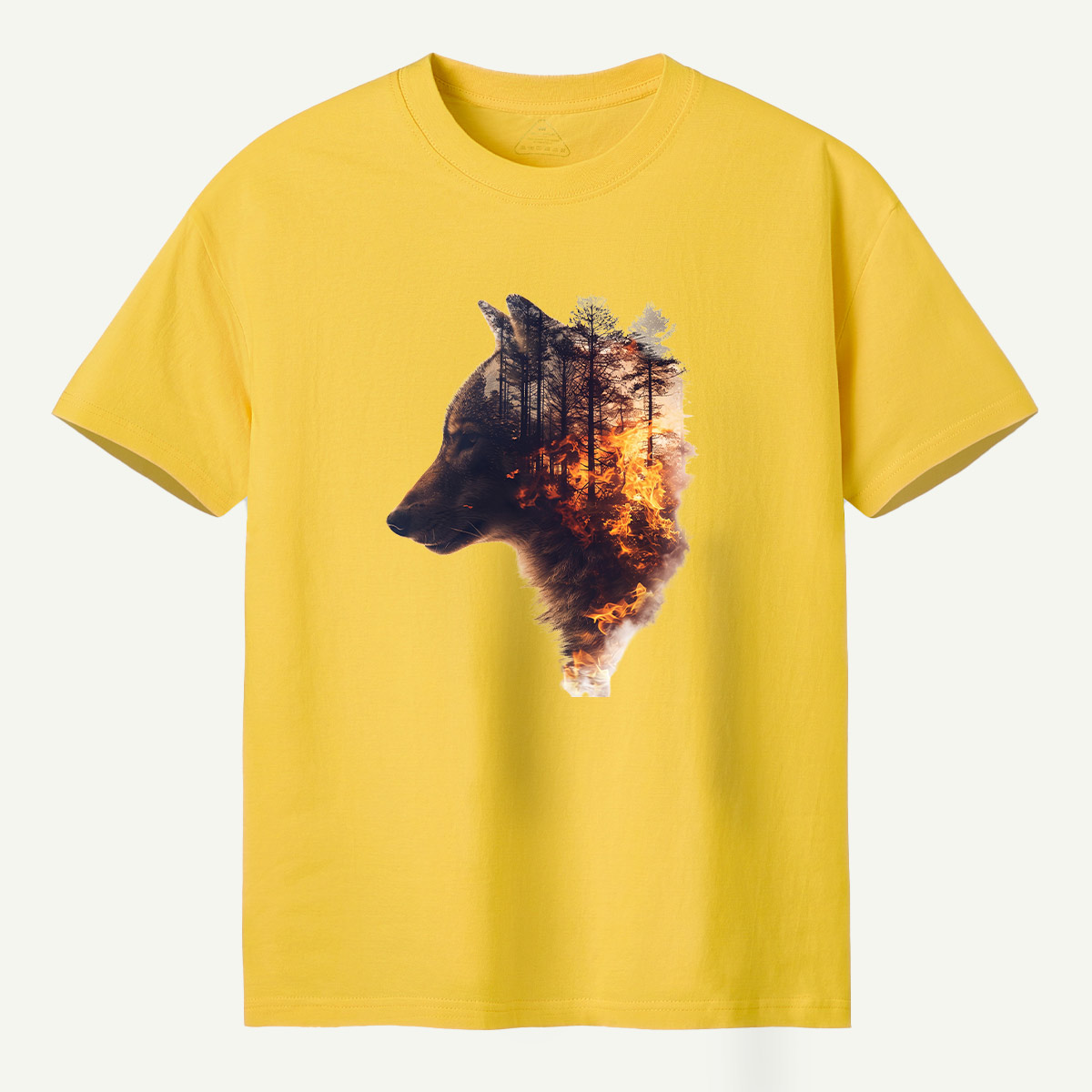 Wolf Forest Fire Double Exposure T-Shirt