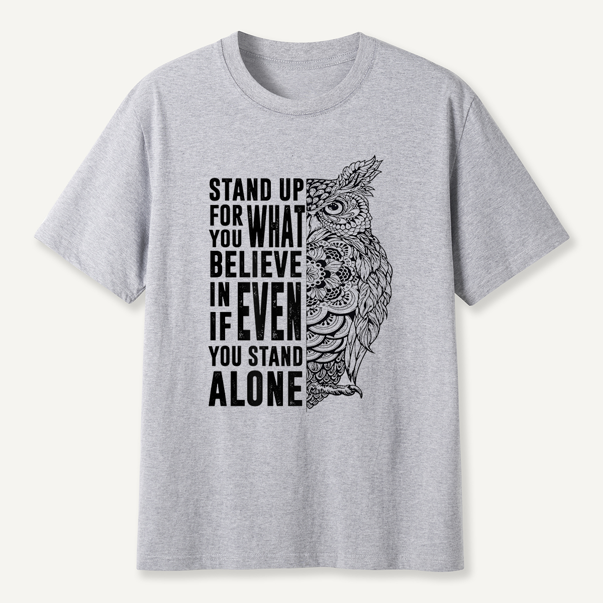 Stand Up for What You Believe Owl Half Mandala T-Shirt