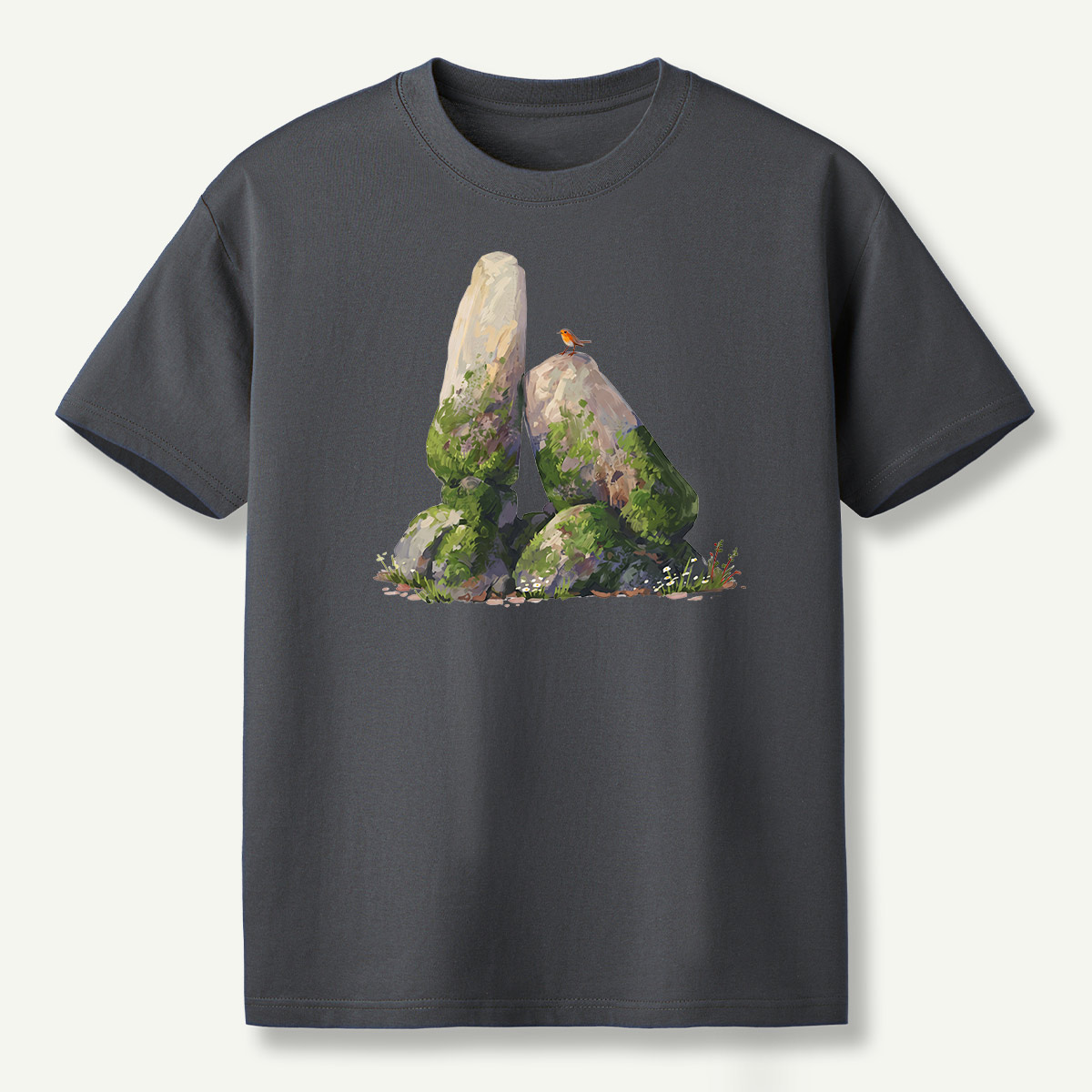 Mossy Standing Stones Woodland Scene T-Shirt