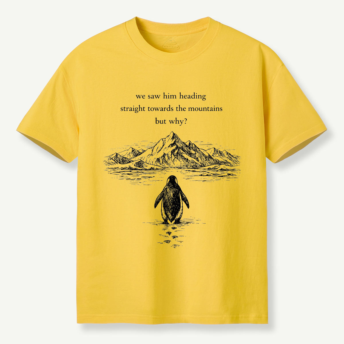 Penguin Heading Straight Towards The Mountains But Why T-Shirt