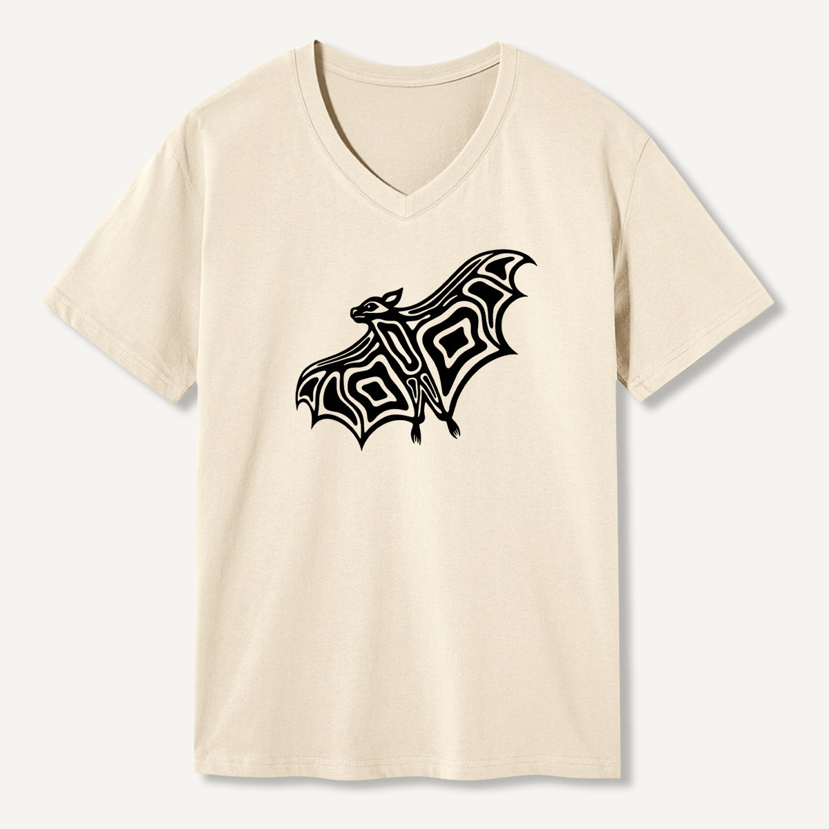 Line Art Bat Silhouette V-neck T-Shirt