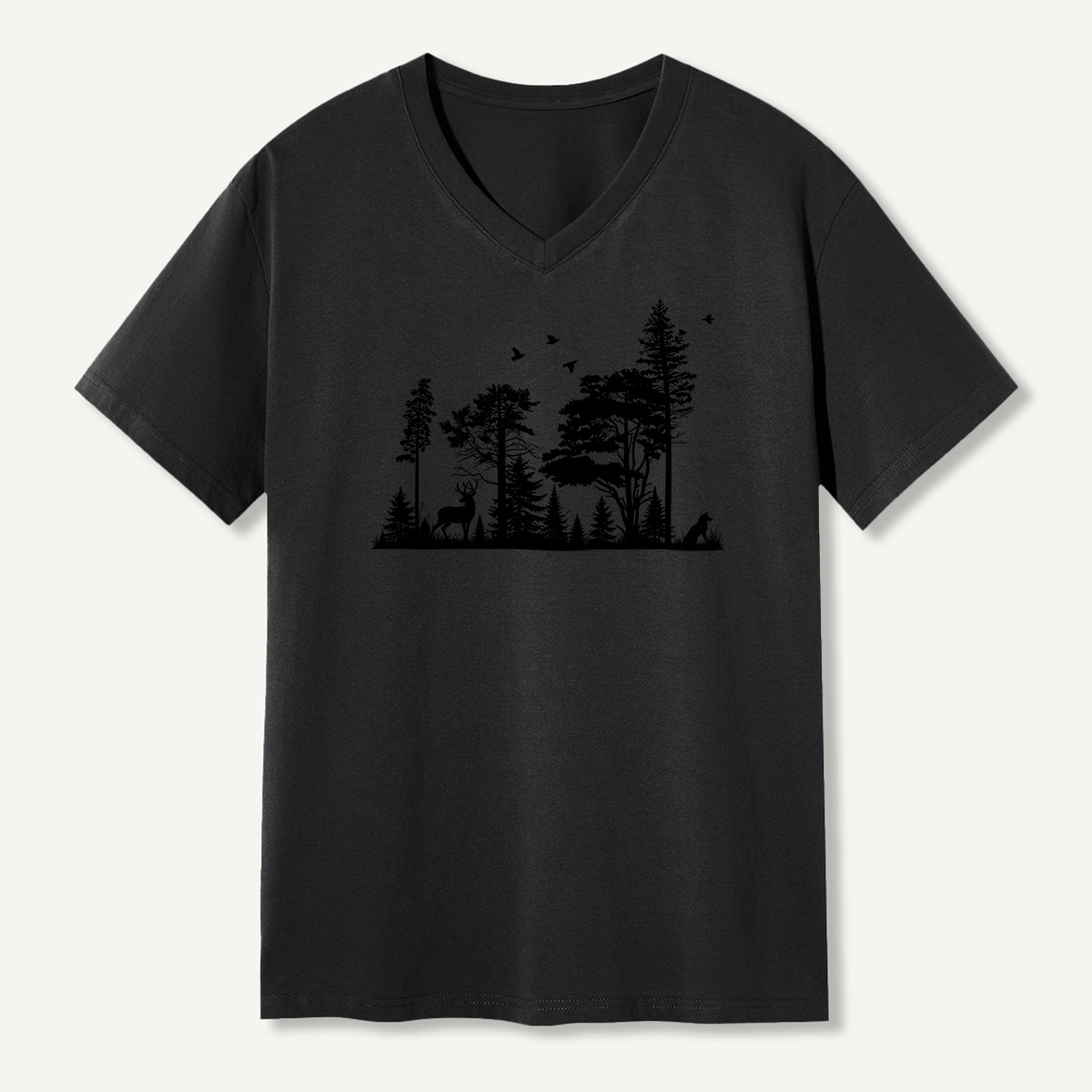 Vintage Rabbit Deer And Bird Sketch Set V-neck T-Shirt