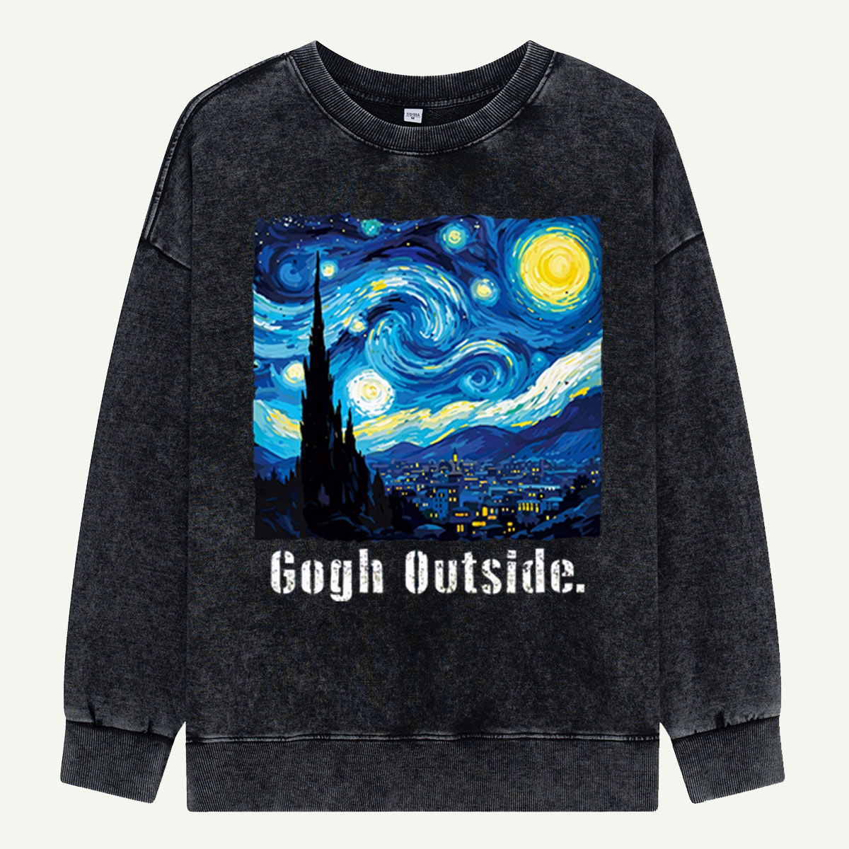 Swirl Night Sky Gogh Outside Washed Sweatshirts