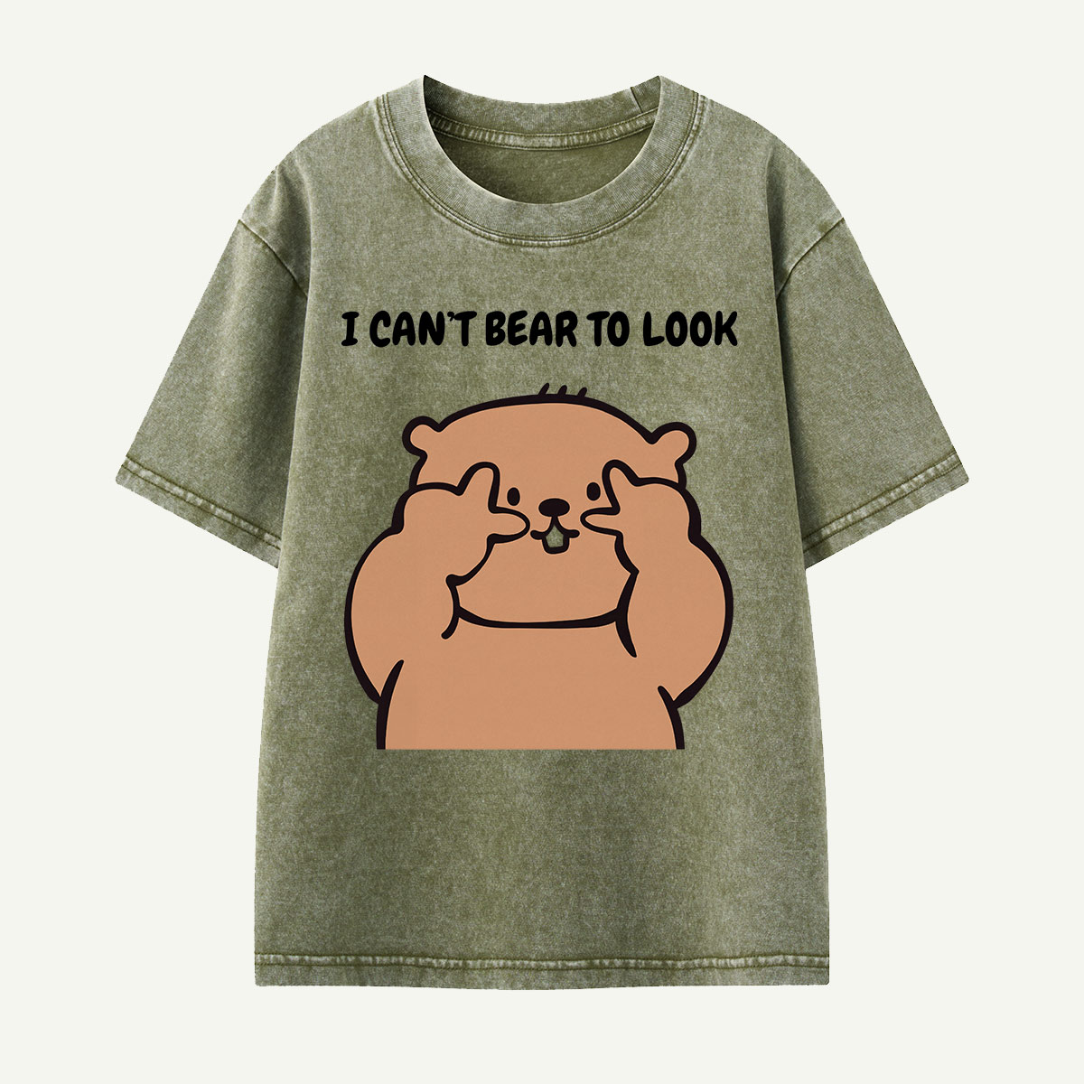 I Can’t Bear to Look Funny Bear Kids Washed T-Shirt