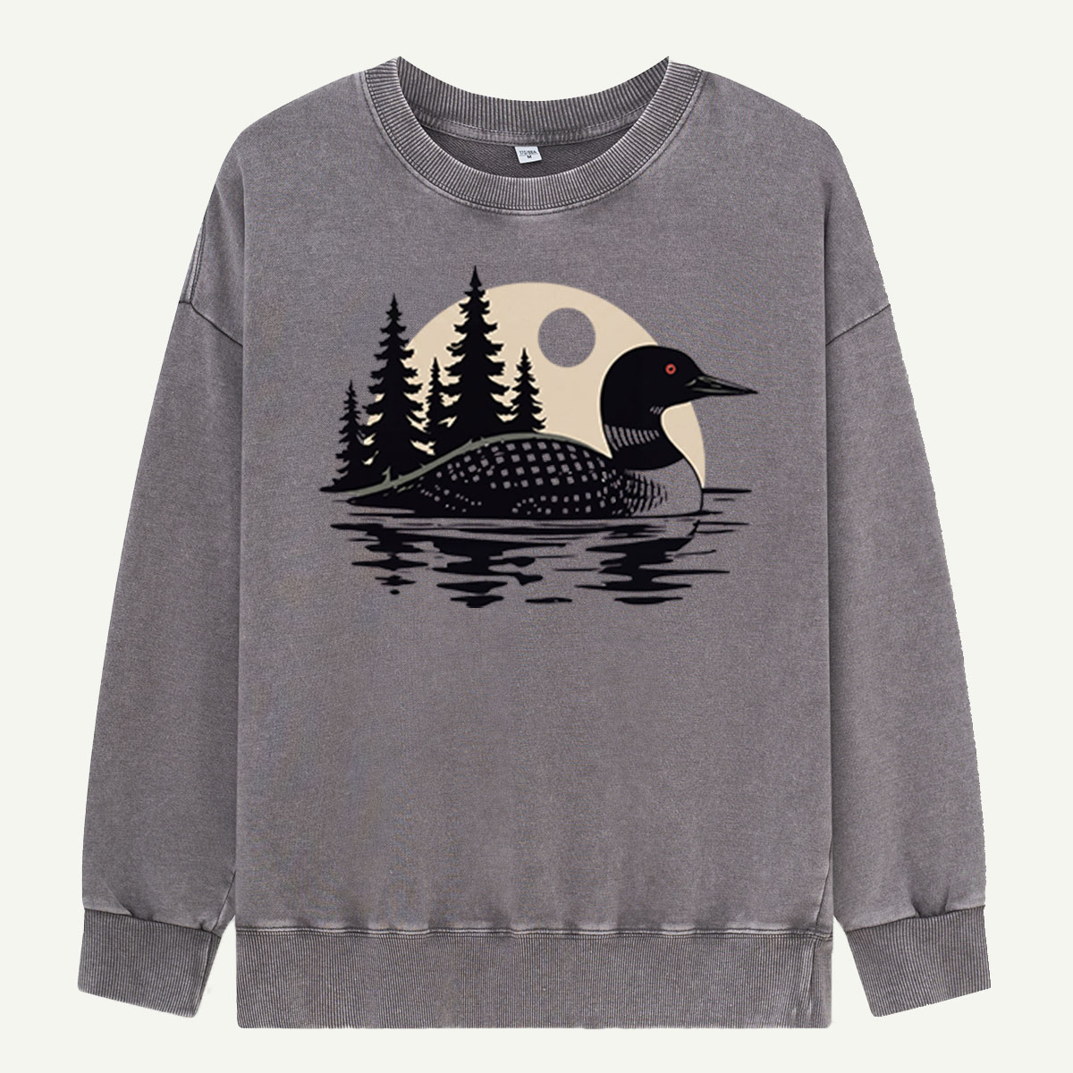 Loon Alone on the Lake Washed Sweatshirts