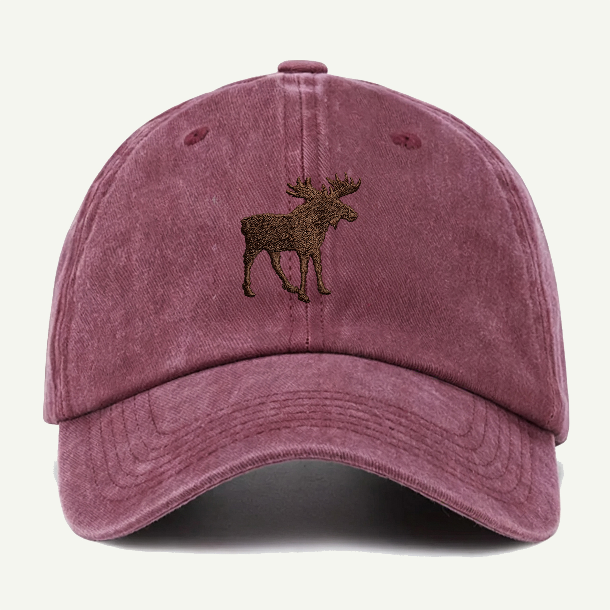 Woodland Moose Washed Embroidered Hat