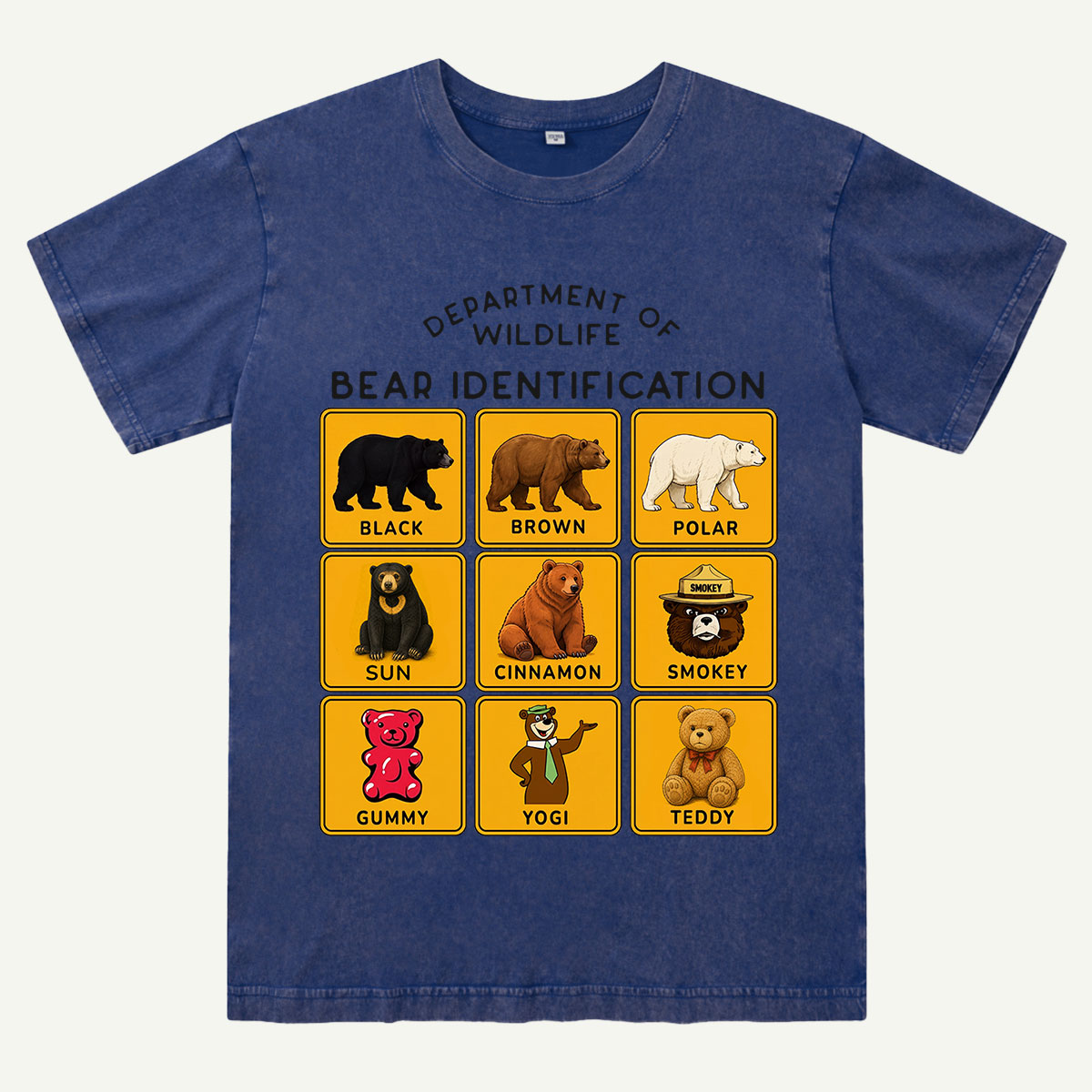 Department of Wildlife Bear Identification Washed T-Shirt