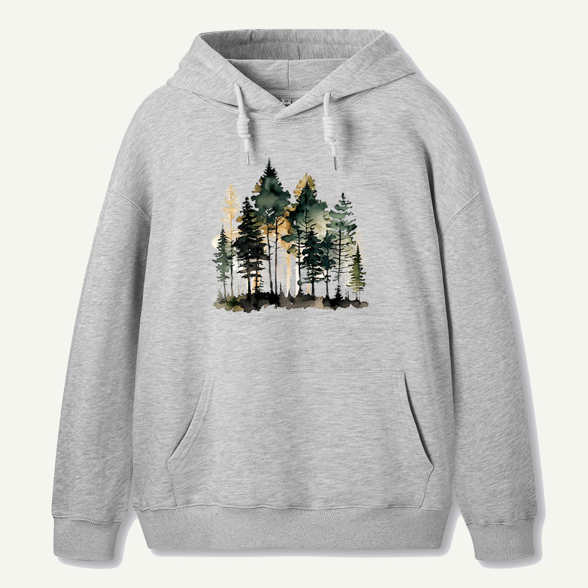 Watercolor Pine Forest Landscape Hoodie