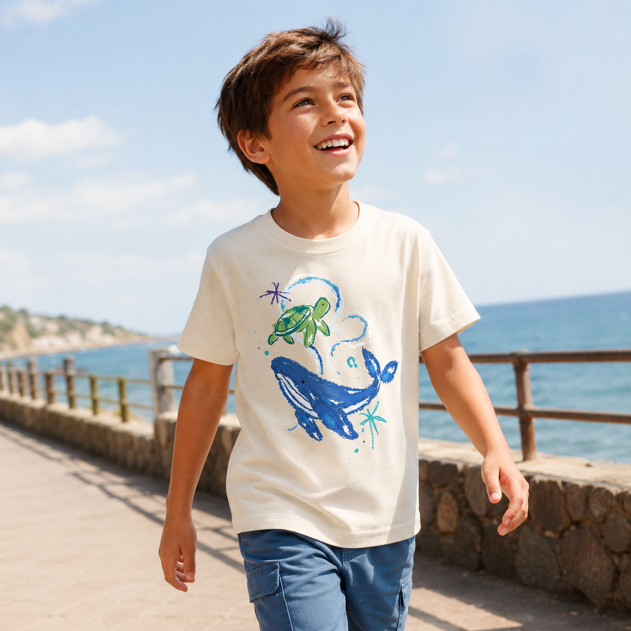 Whale and Turtle Ocean Friends Kids T-Shirt
