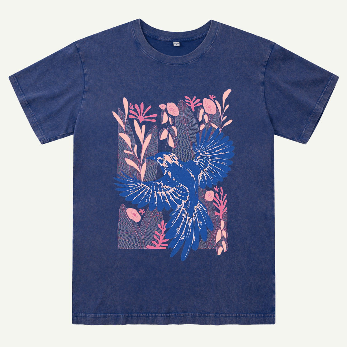 Vintage Blue Bird Botanical Washed T-Shirt