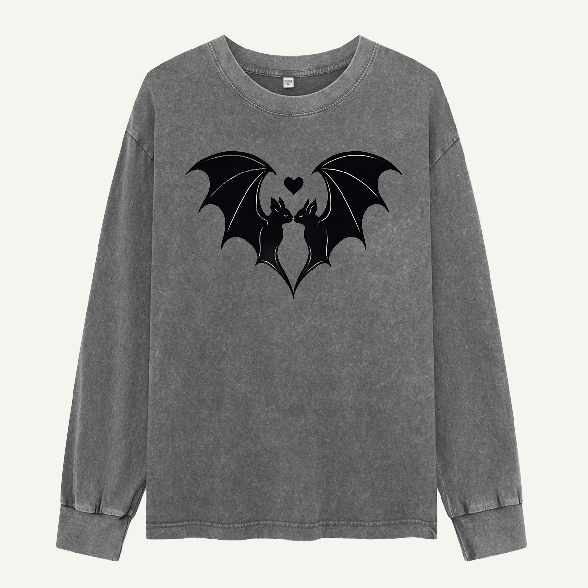 Two Bats Make One Heart Washed Long Sleeves