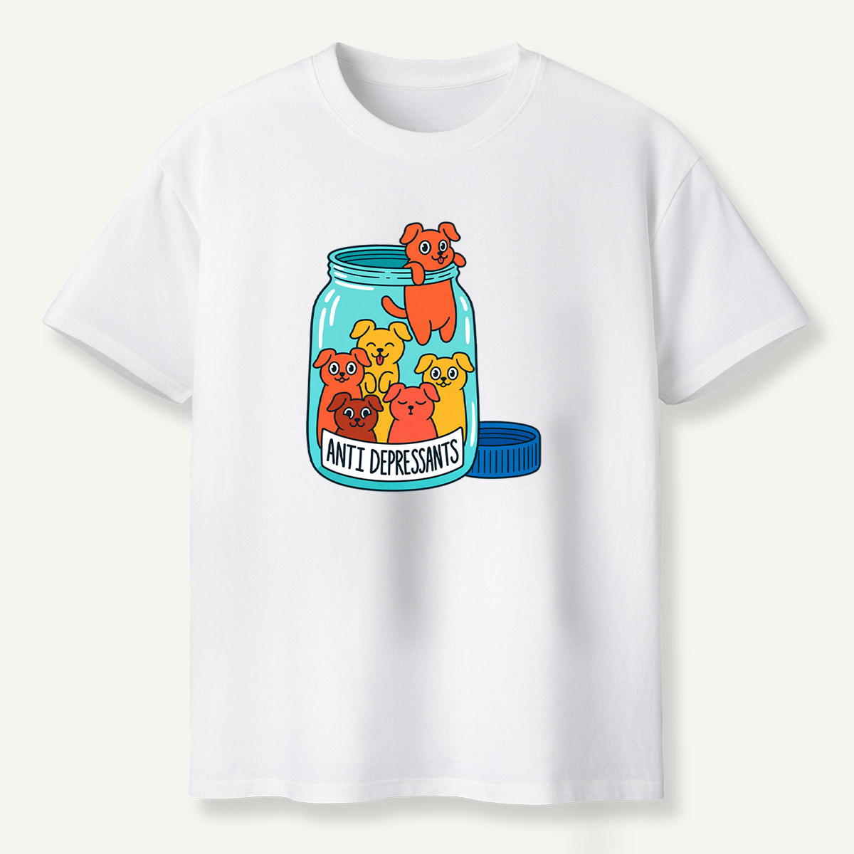 Anti Depressants Puppy Jar Funny Illustration T-Shirt