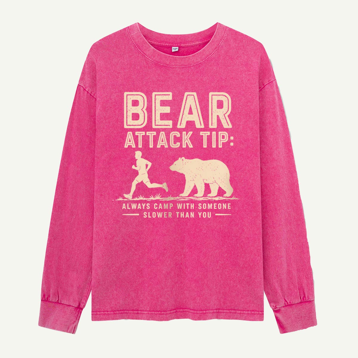 Bear Attack Tip Camp with Someone Slower Washed Long Sleeves