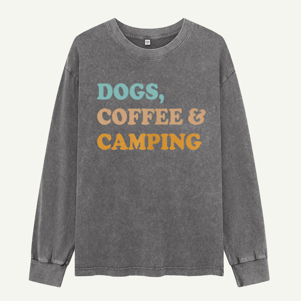 Dogs Coffee And Camping Washed Long Sleeves