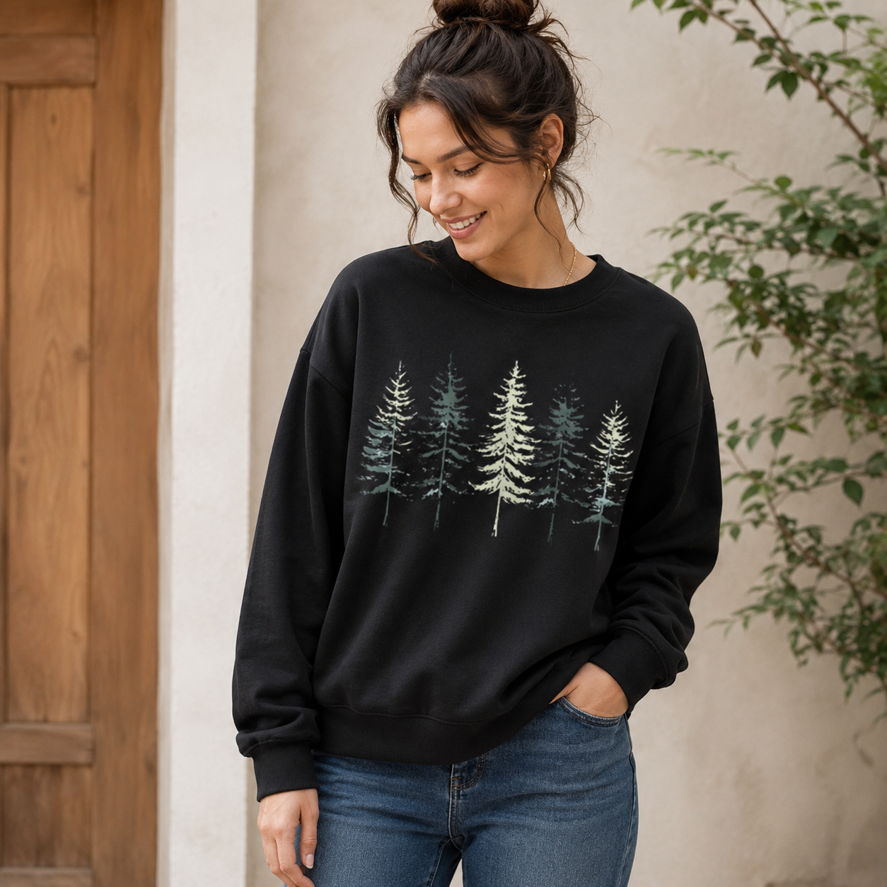 Minimal Pine Forest Silhouette Sweatshirts