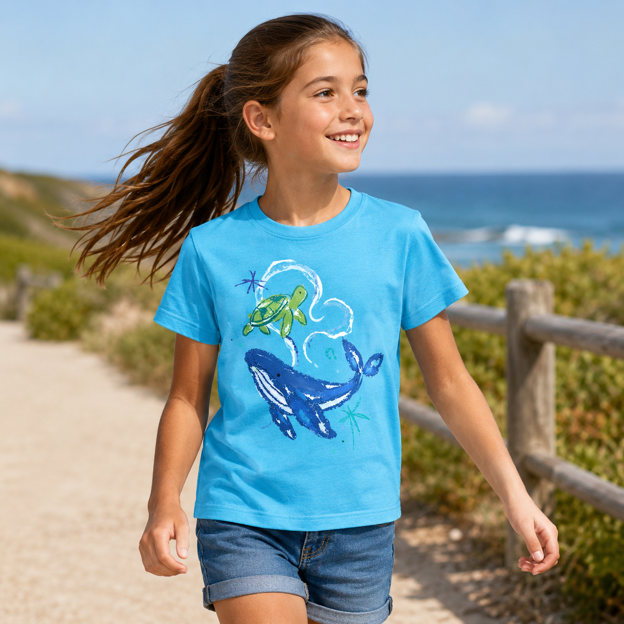 Whale and Turtle Ocean Friends Kids T-Shirt