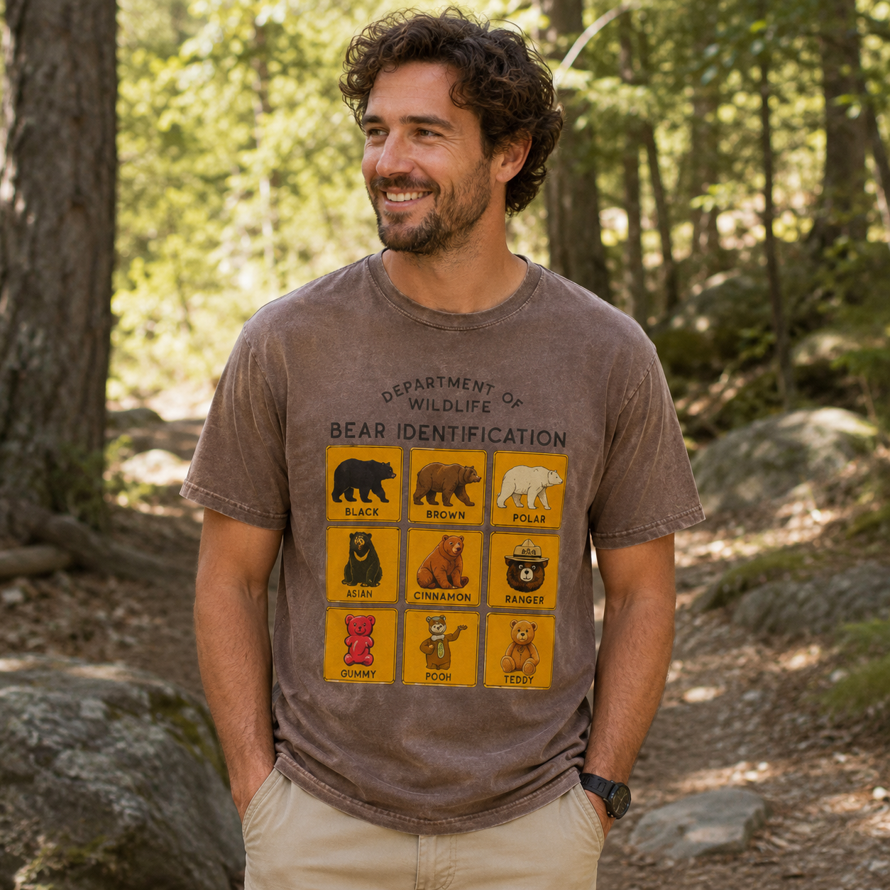 Department of Wildlife Bear Identification Washed T-Shirt