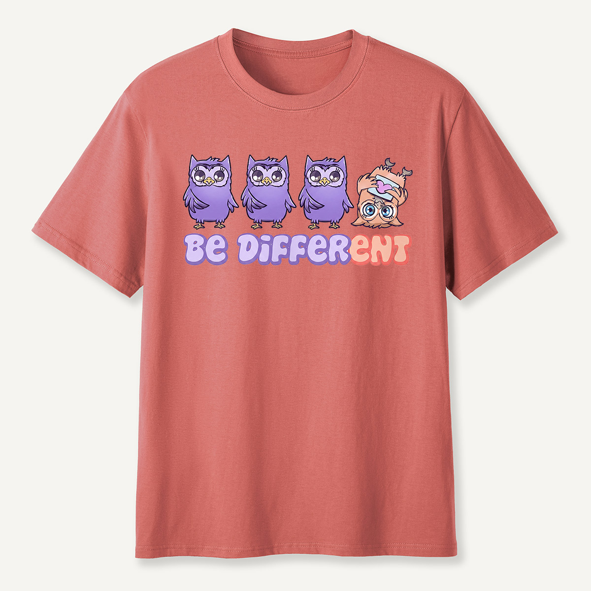 Be Different Cute Purple Owls  T-Shirt