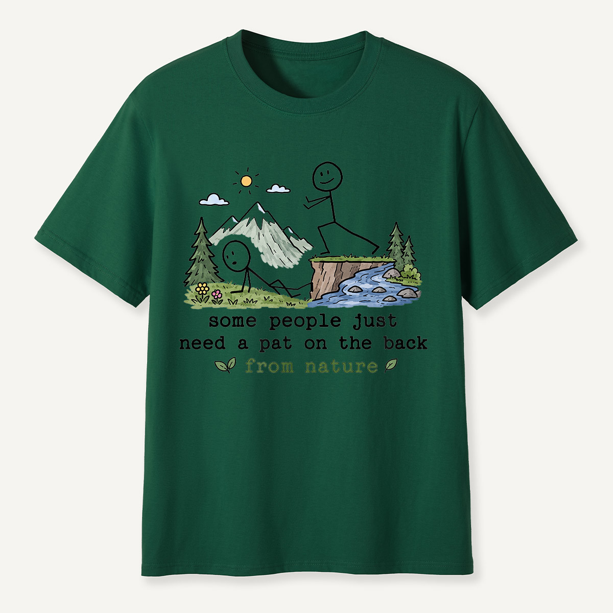 Pat on the Back from Nature Stick Figure Hiking T-Shirt