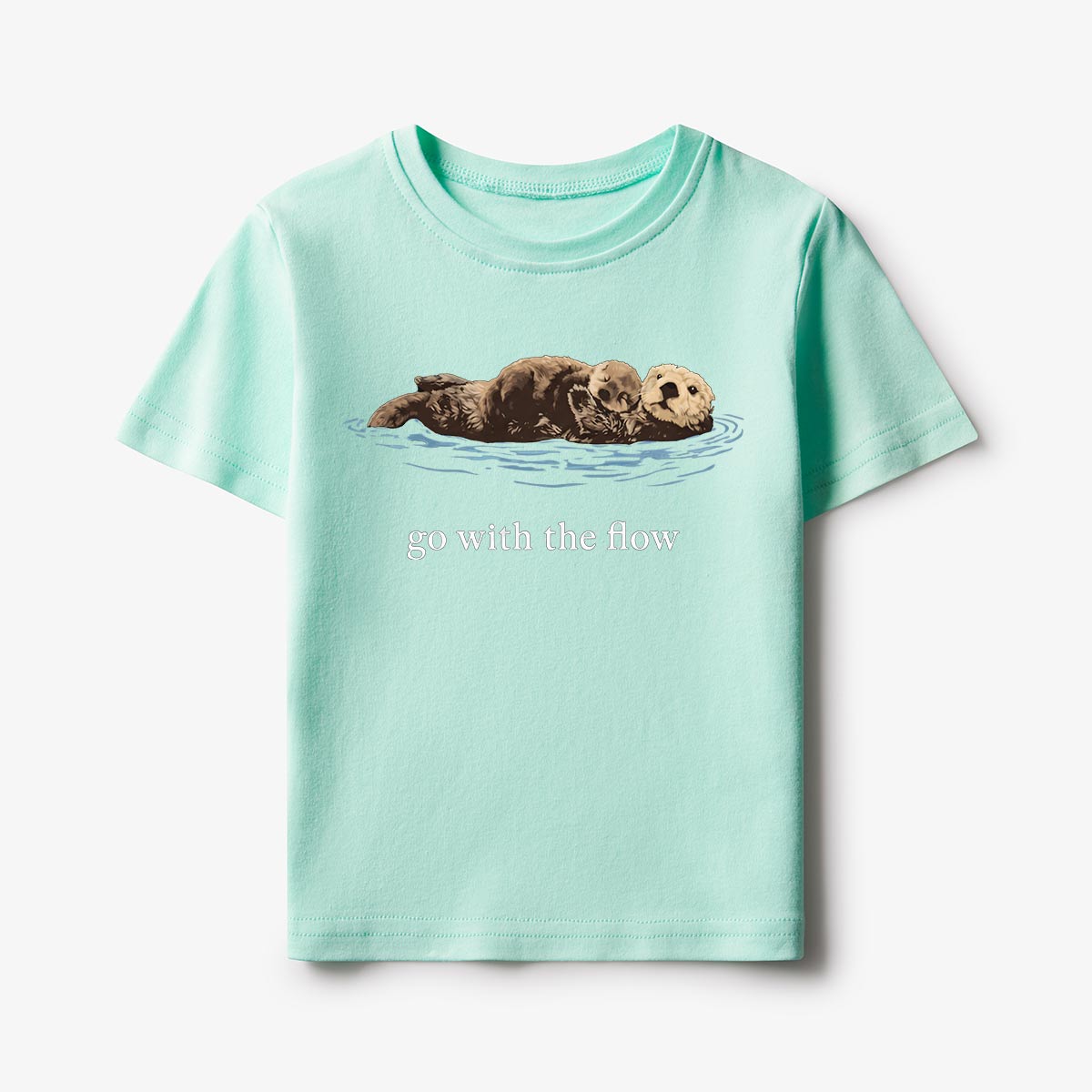 Go With The Flow Sea Otter Wildlife Nature Kids T-Shirt