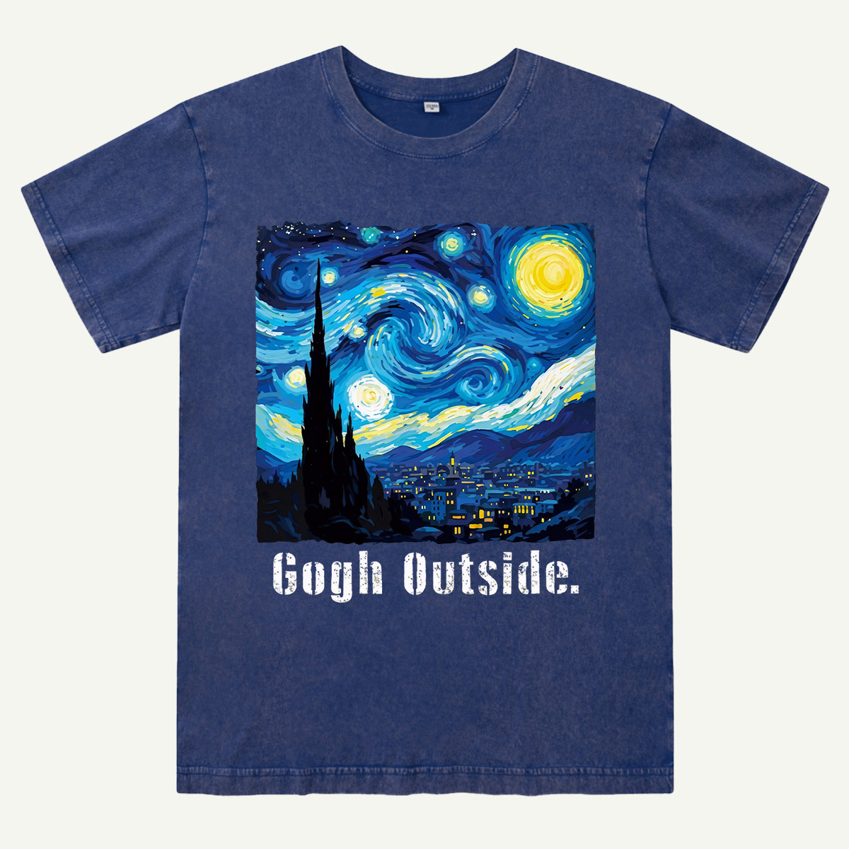Swirl Night Sky Gogh Outside Washed T-Shirt