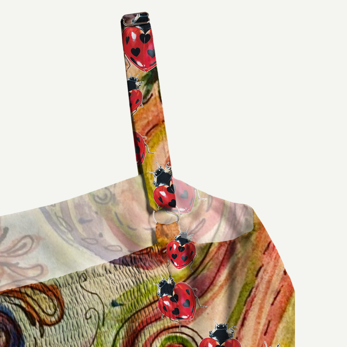 Ladybug Swirl Art Straps Maxi Dress With Pocket