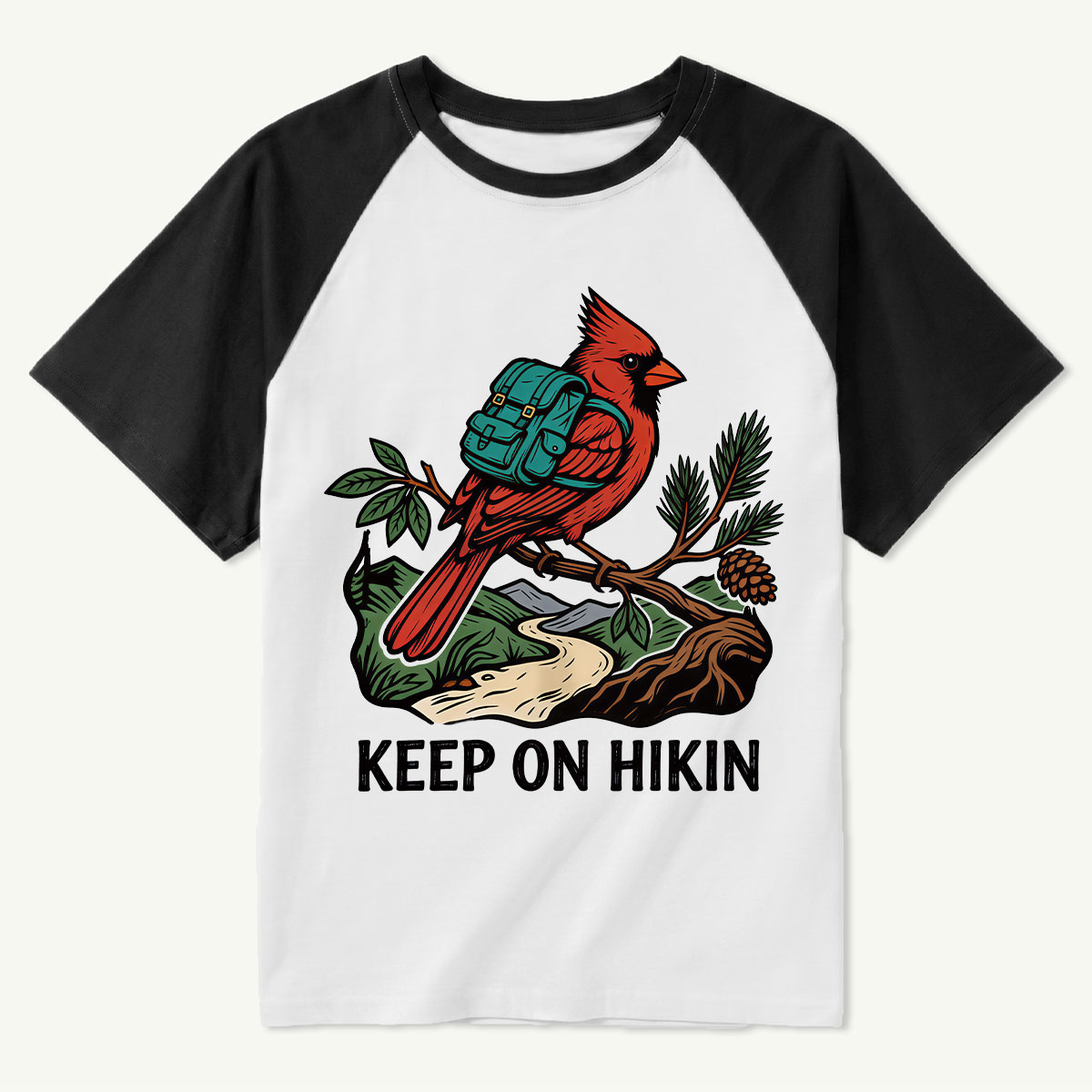 Keep On Hikin Cardinal Backpacker On Trail T-Shirt