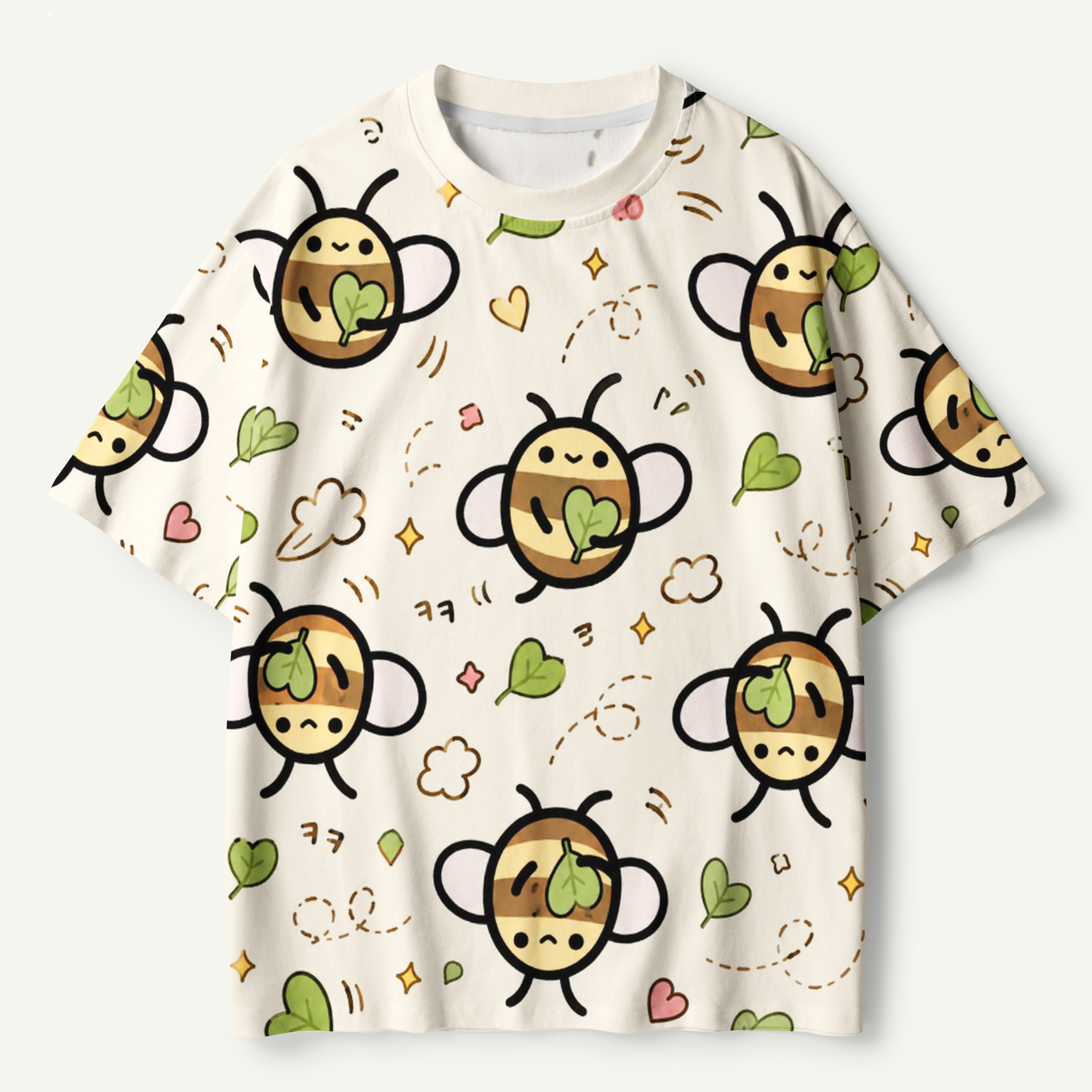 Happy Bee Garden Pattern Premium Pure Cotton Tee