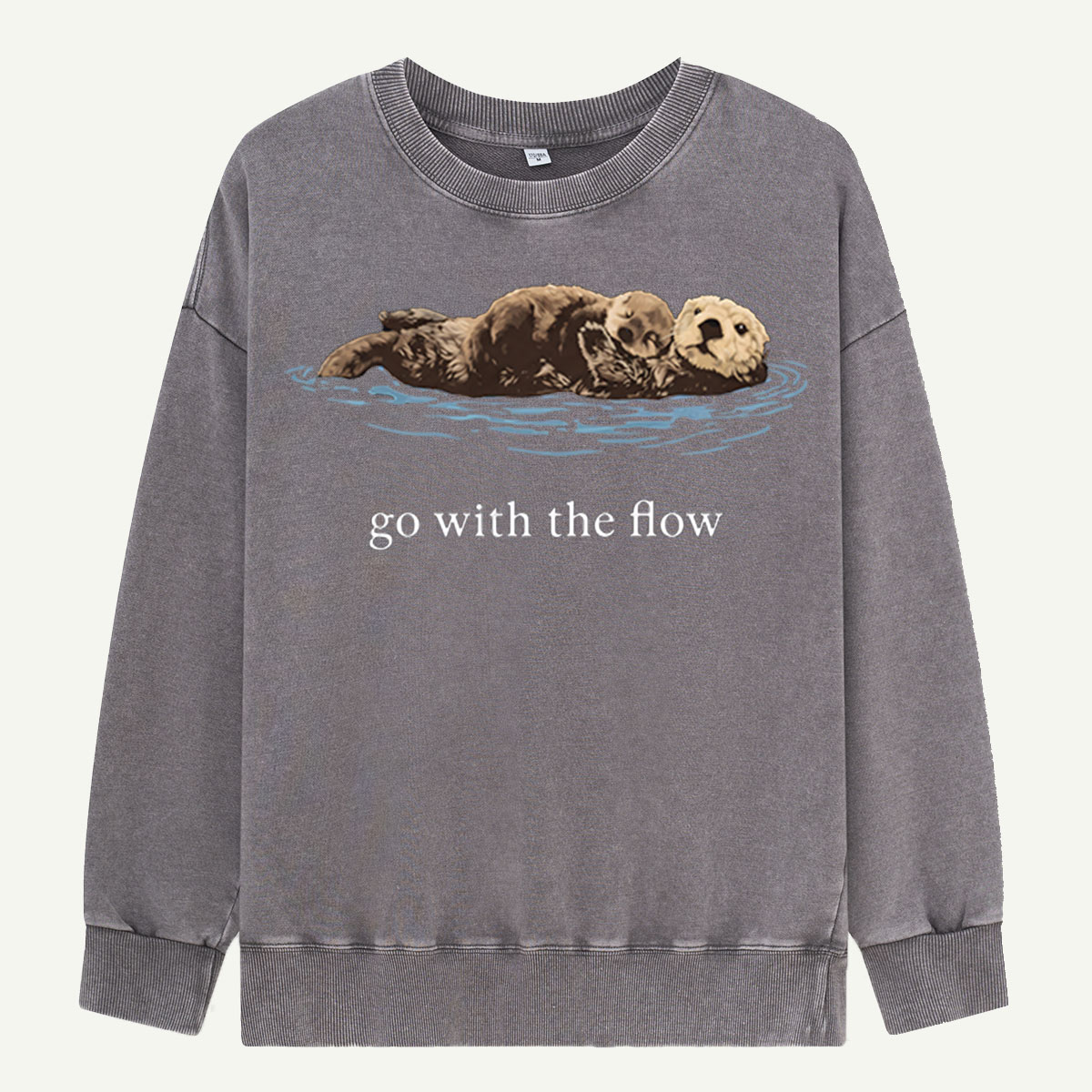 Go With The Flow Sea Otter Wildlife Nature Washed Sweatshirts