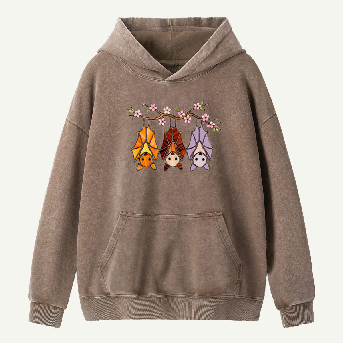 Cherry Blossom Bat Trio Washed Hoodie
