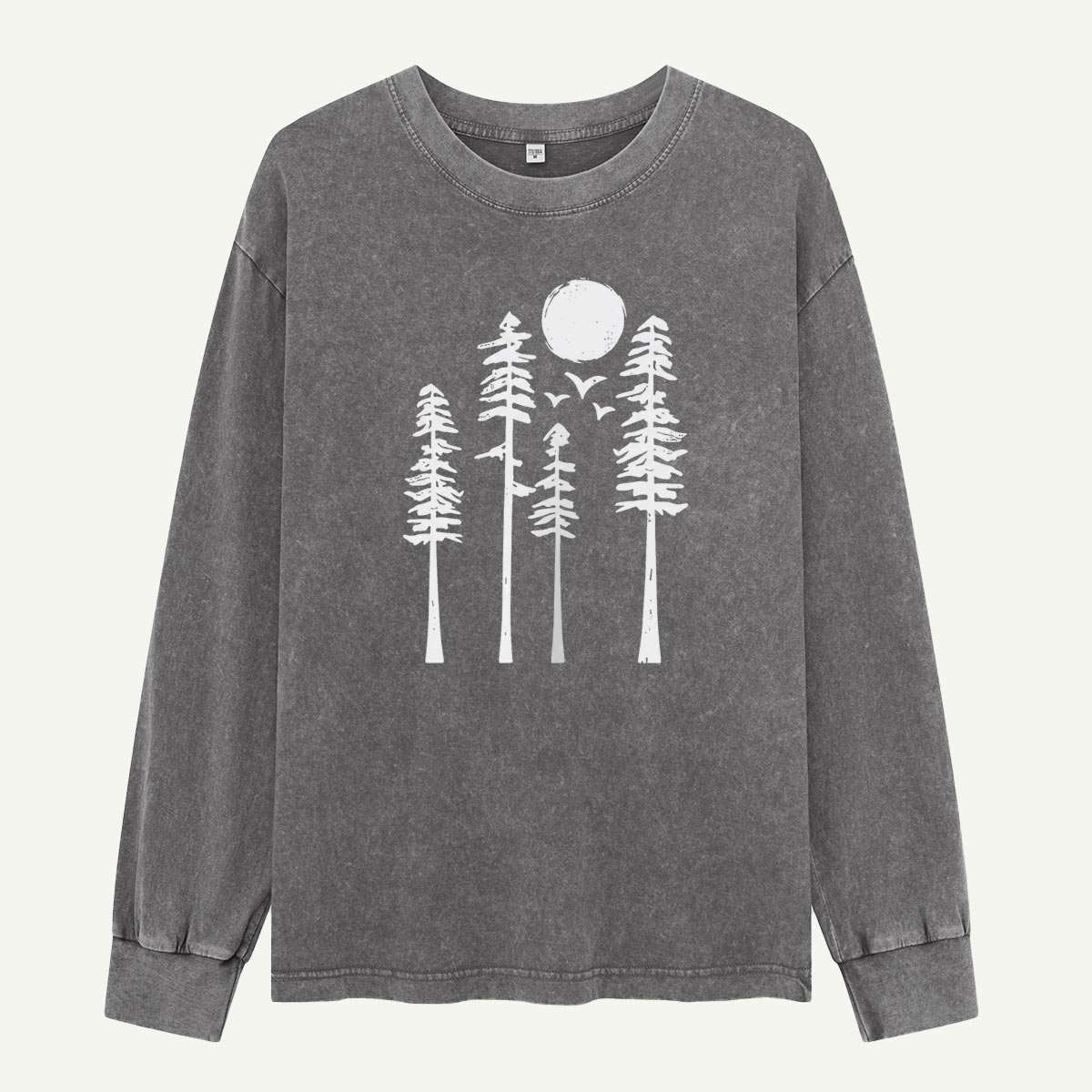 Moon Over the Pine Trees Washed Long Sleeves