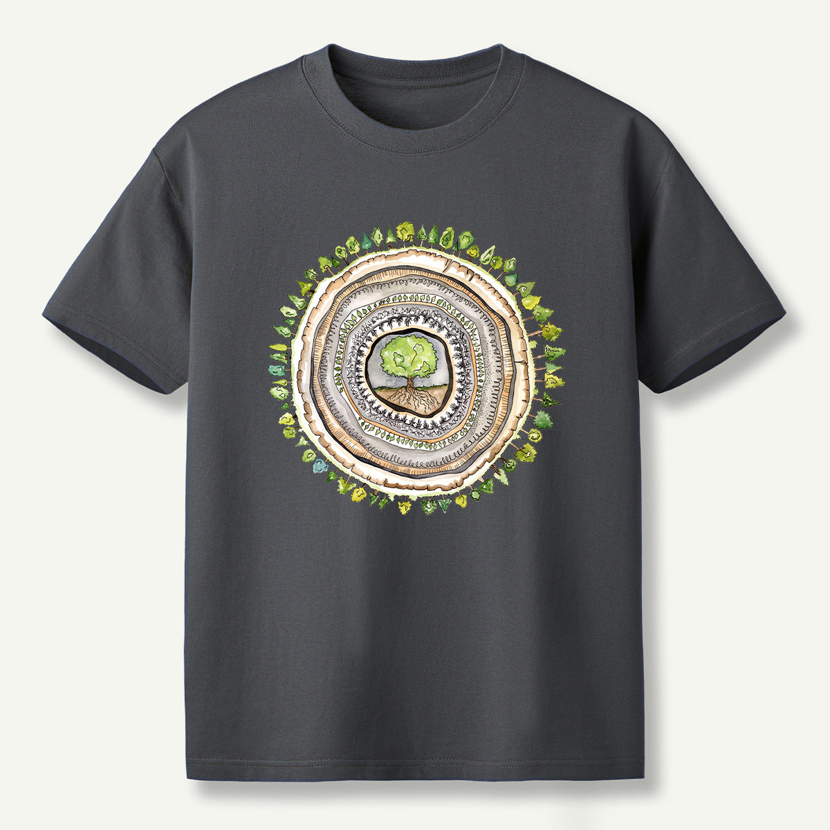 Tree Rings Nature Mandala T-Shirt
