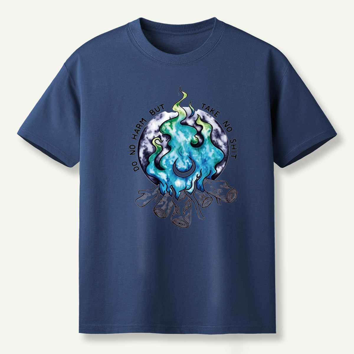Do No Harm But Take No Shit Moon Flame Campfire T-Shirt