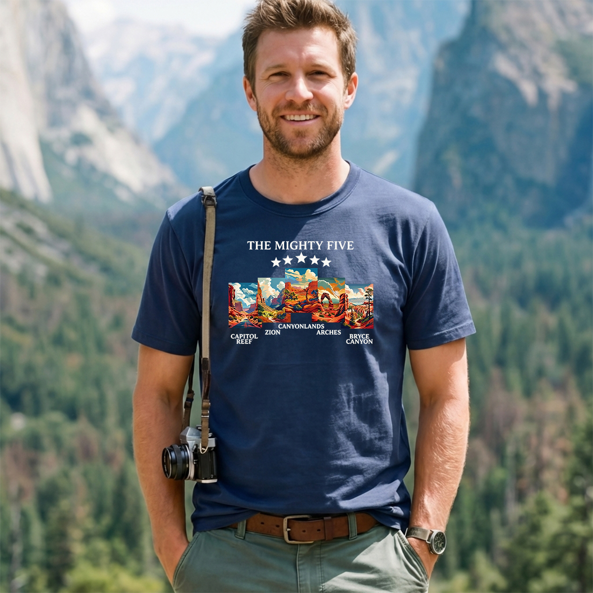 Vintage Moab Utah Souvenir Big 5 Mighty Five 1 National Park T-Shirt