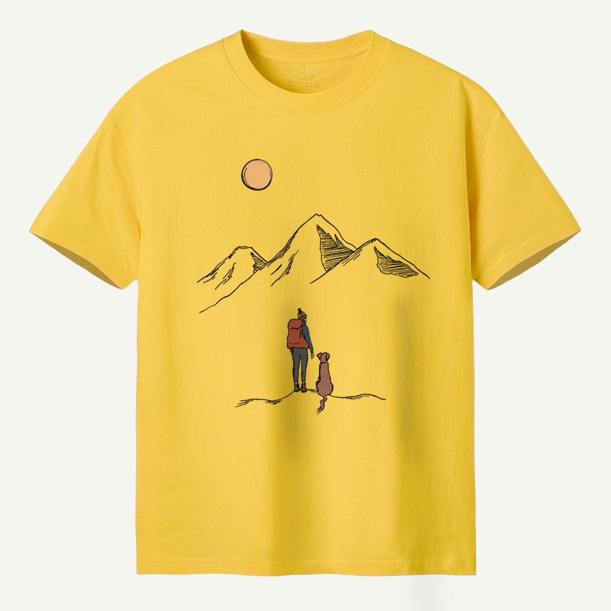 Moonlit Hiker And Dog Mountain Journey T-Shirt