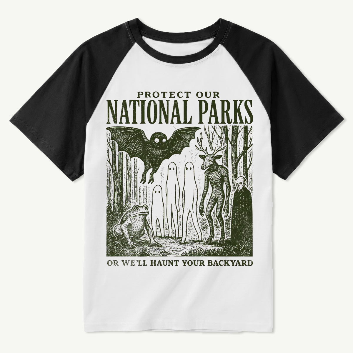 Alt National Park Mothman Cryptid Raglan T-Shirt