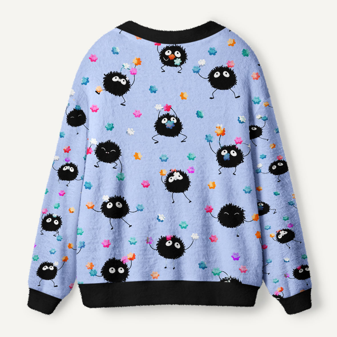 Little Black Ball meets Little Flower Ugly Cardigan Sweaters