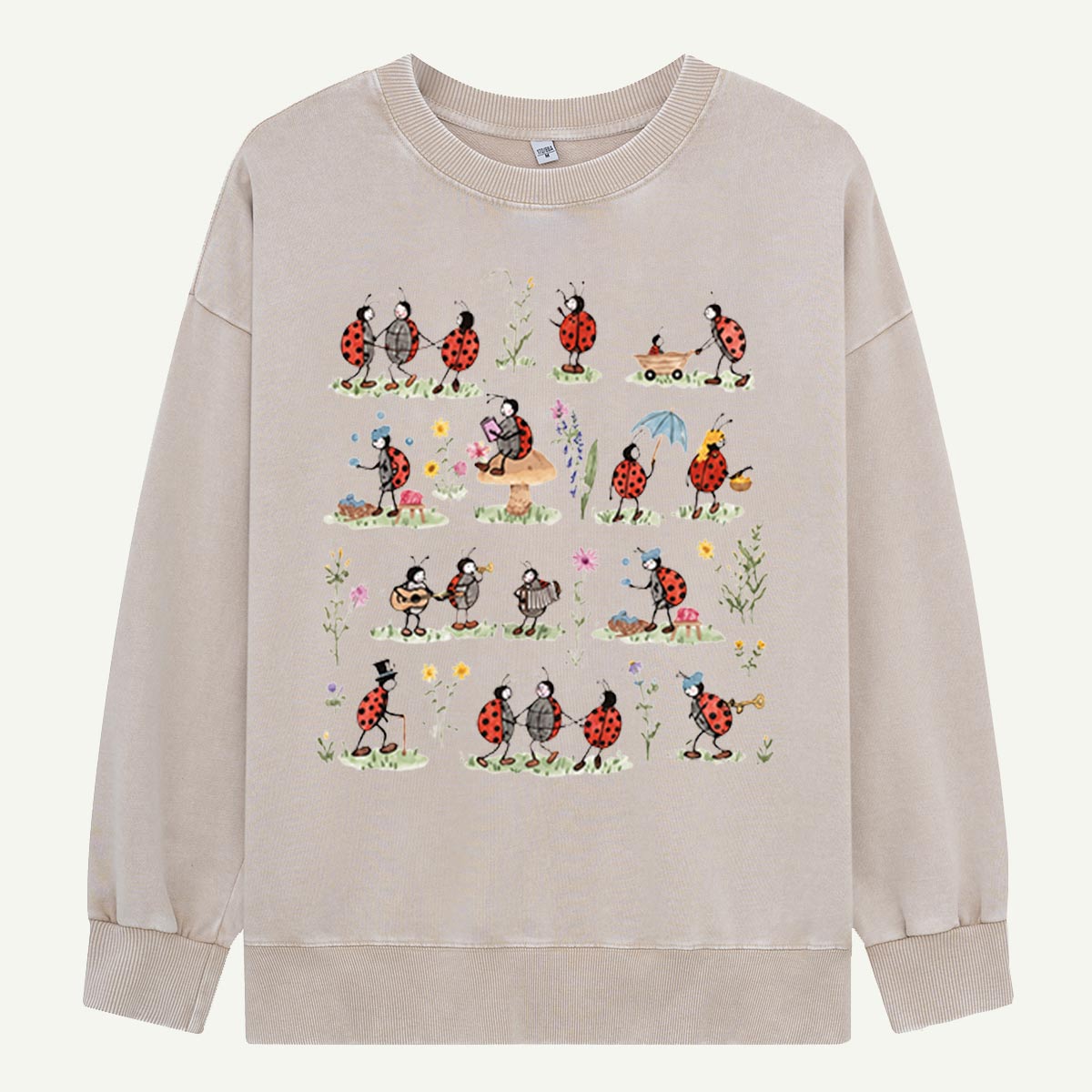 Ladybug and Flower Tee Washed Sweatshirts