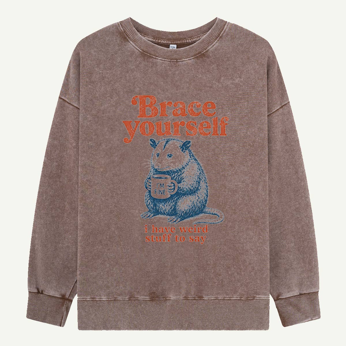 Brace Yourself, Opossum Has Thoughts Washed Sweatshirts