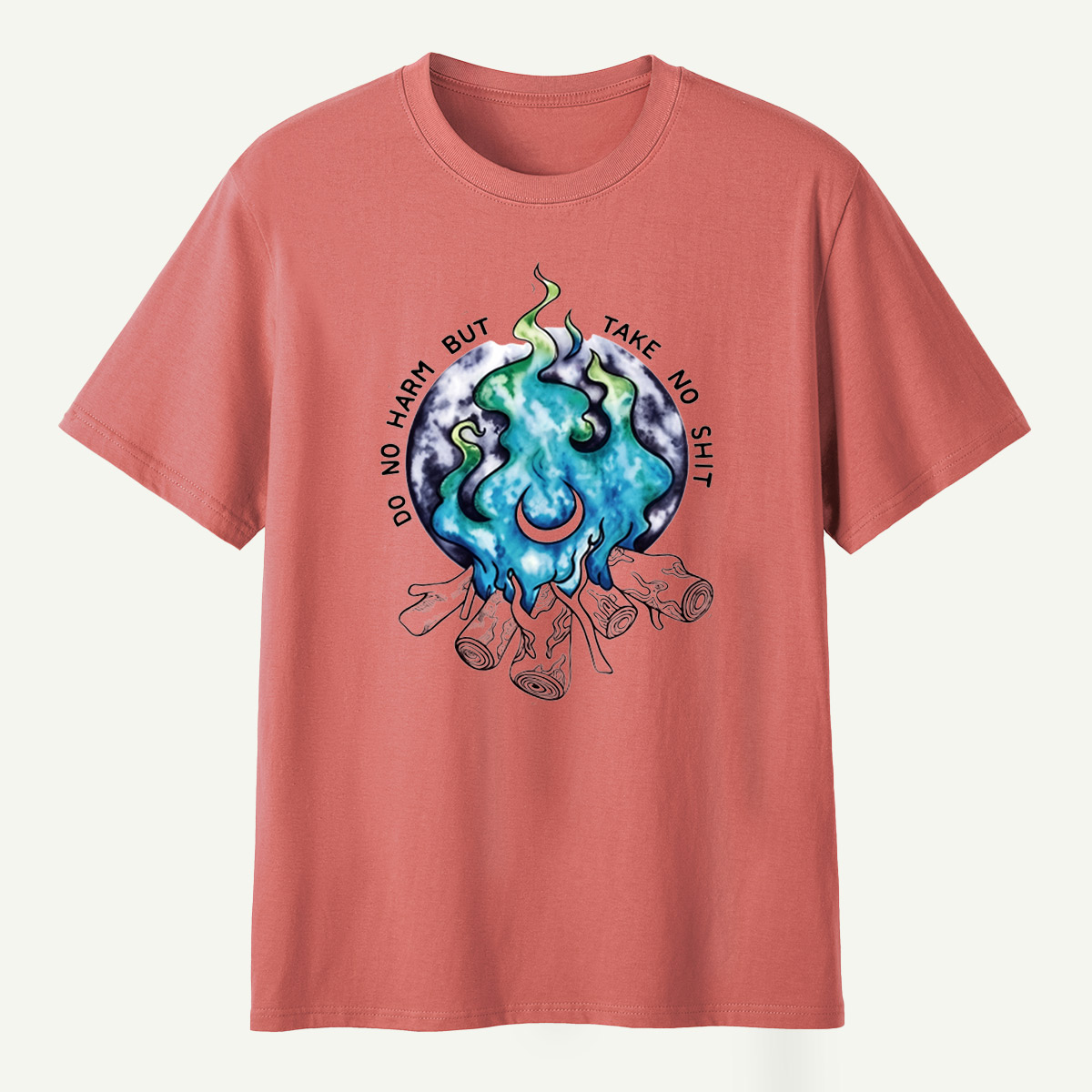Do No Harm But Take No Shit Moon Flame Campfire T-Shirt