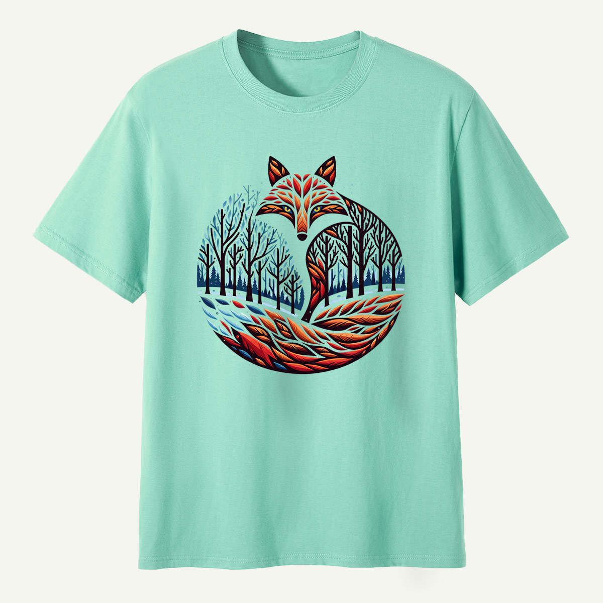 Fox Tail Winter Forestscape T-Shirt