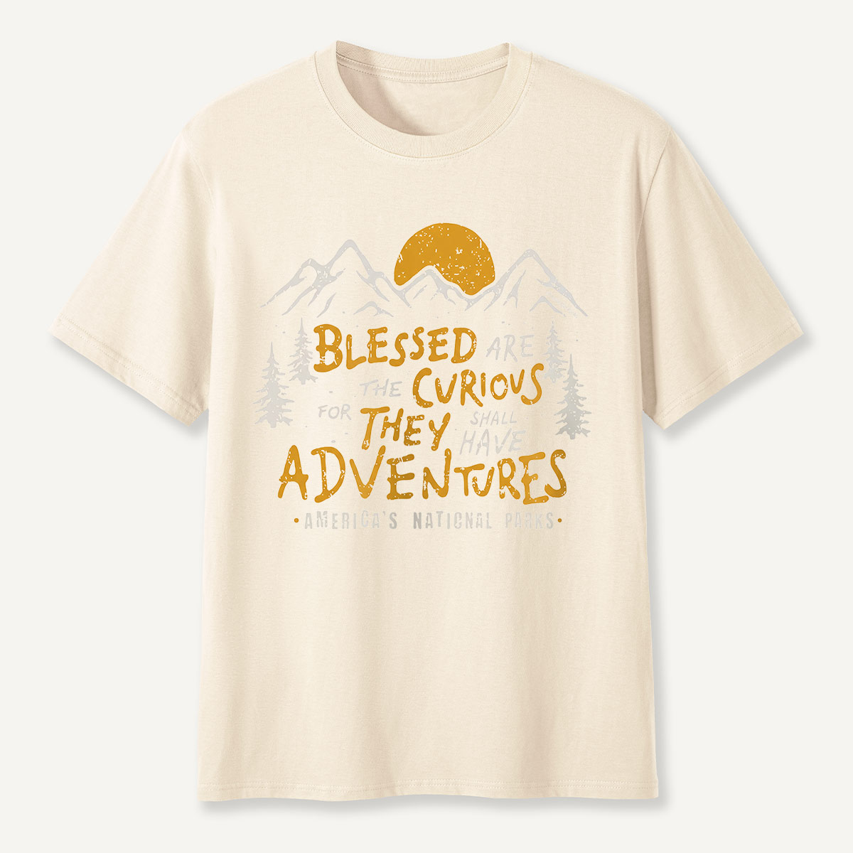 Blessed Are the Curious Adventure Mountains T-Shirt