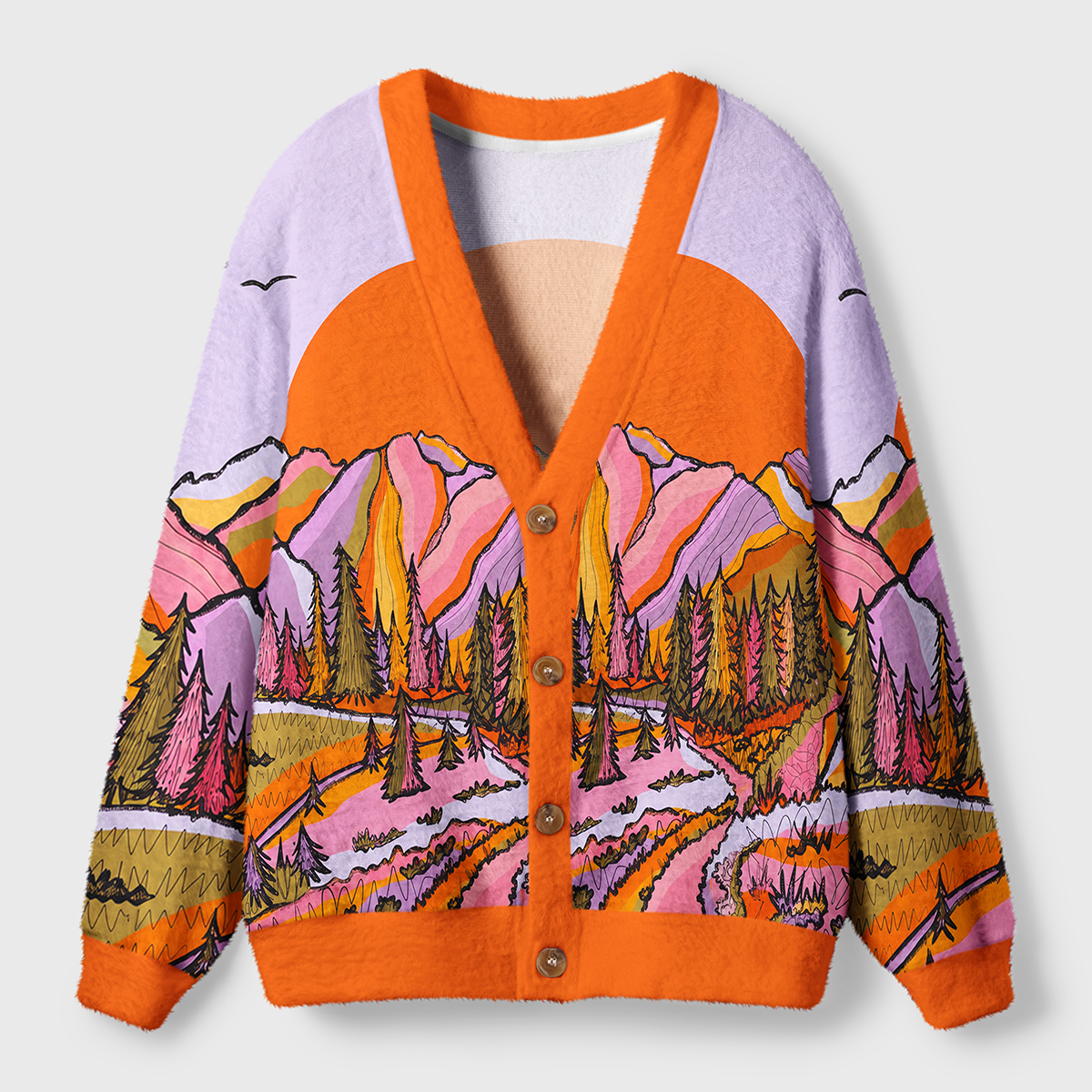 Sunset Peaks in Color Ugly Cardigan Sweaters