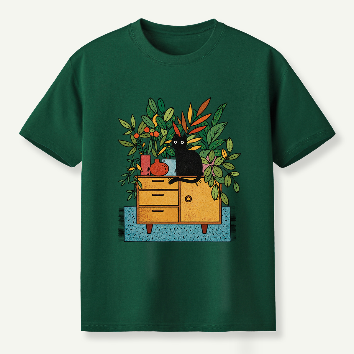 Black Cat Houseplant Cabinet Indoor Jungle T-Shirt